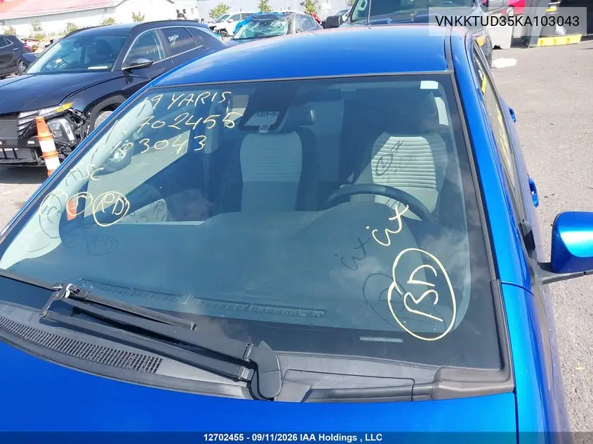 2019 TOYOTA YARIS VIN VNKKTUD35KA103043 — фото 16