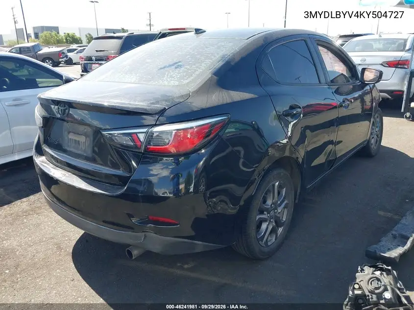 2019 TOYOTA YARIS VIN 3MYDLBYV4KY504727 — фото 4