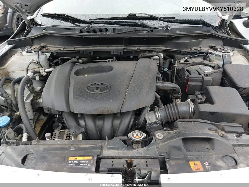 2019 TOYOTA YARIS VIN 3MYDLBYV9KY510328 — фото 10