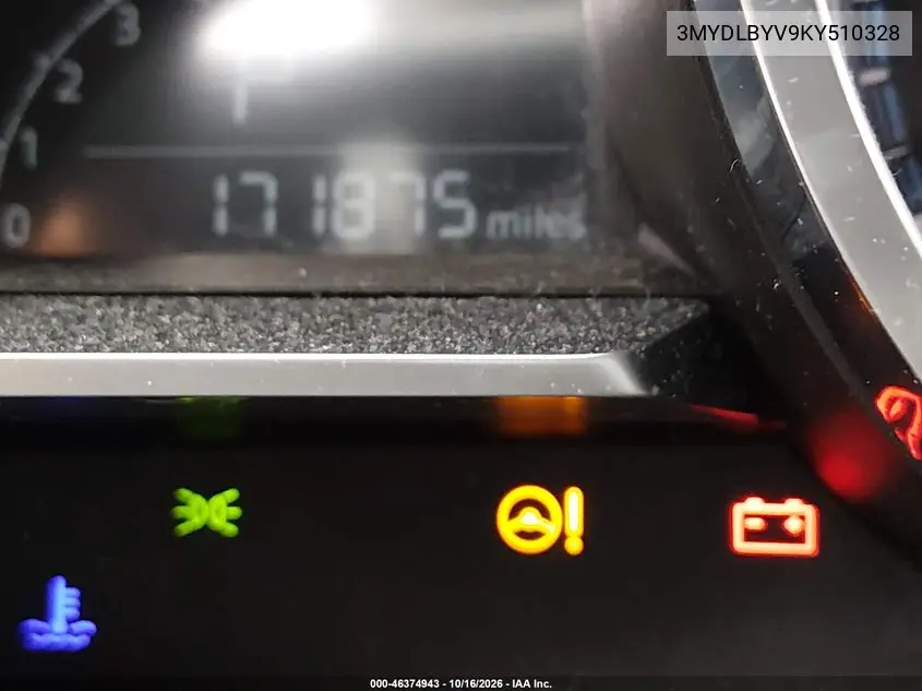 2019 TOYOTA YARIS VIN 3MYDLBYV9KY510328 — фото 15