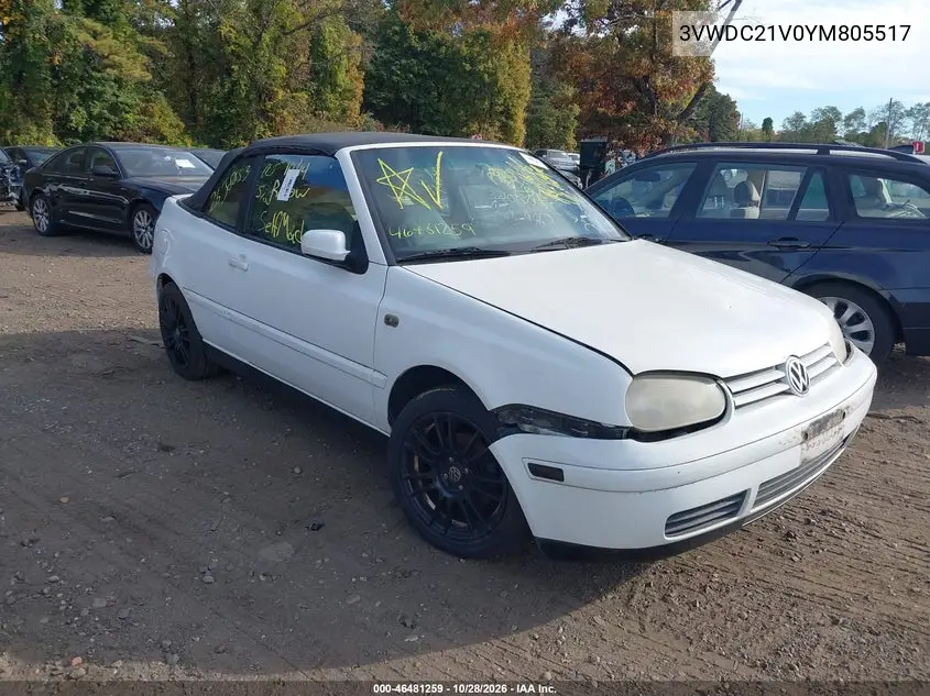 VOLKSWAGEN N/A 2000, VIN 3VWDC21V0YM805517