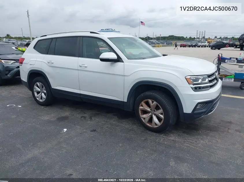 VOLKSWAGEN ATLAS 2018, VIN 1V2DR2CA4JC500670