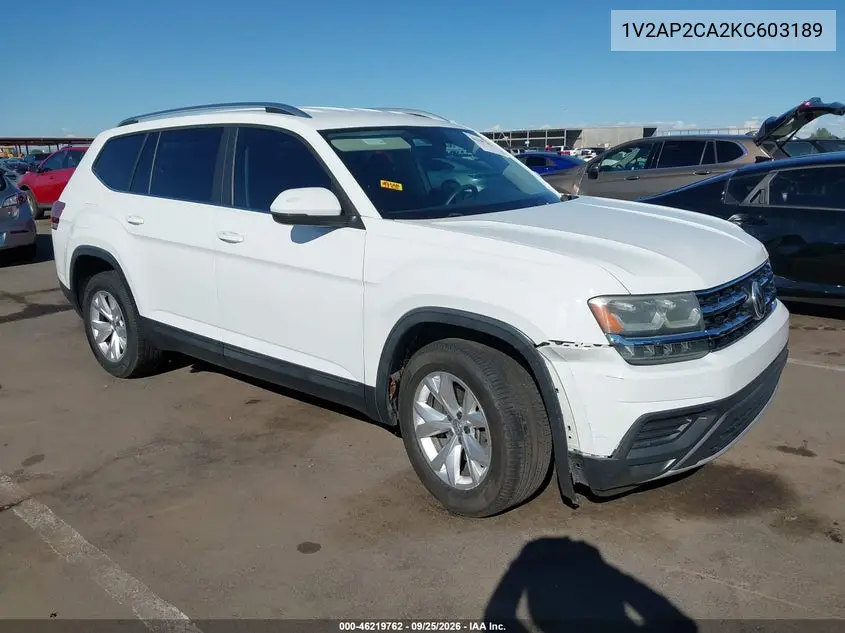 VOLKSWAGEN ATLAS 2019, VIN 1V2AP2CA2KC603189