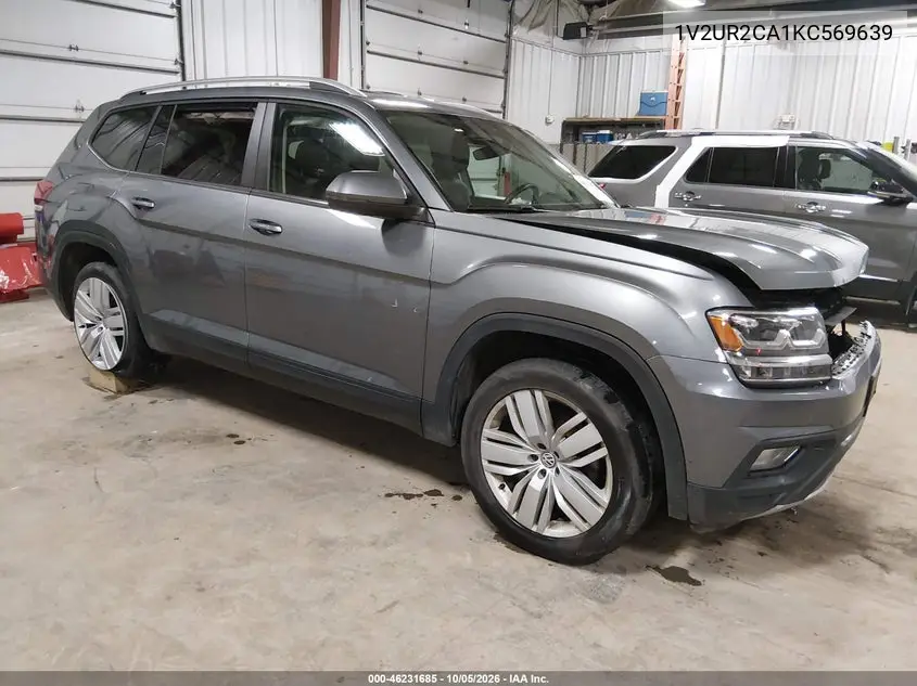 VOLKSWAGEN ATLAS 2019, VIN 1V2UR2CA1KC569639