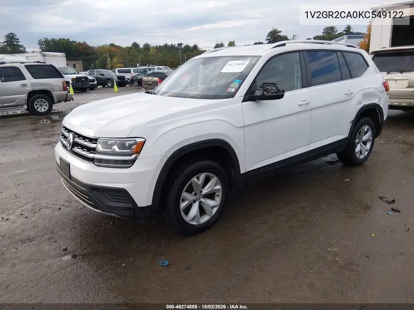 2019 VOLKSWAGEN ATLAS VIN 1V2GR2CA0KC549122 — фото 2