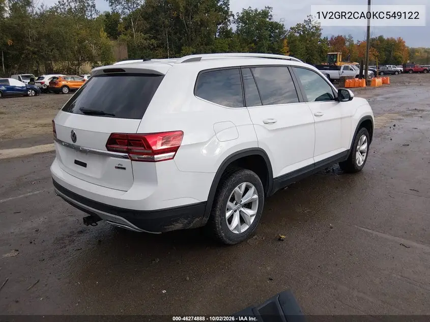 2019 VOLKSWAGEN ATLAS VIN 1V2GR2CA0KC549122 — фото 4