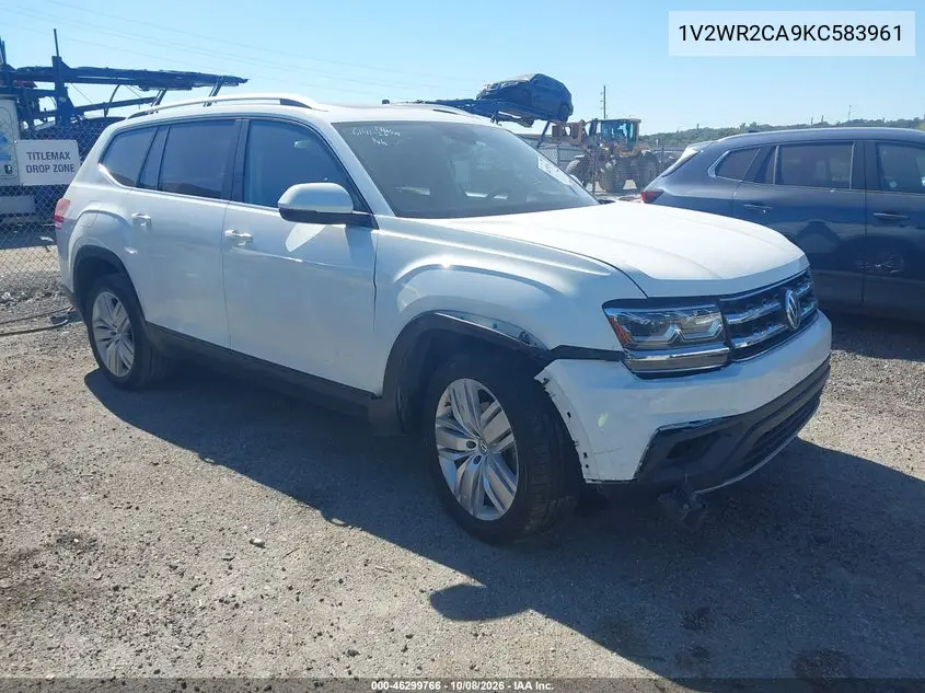 VOLKSWAGEN ATLAS 2019, VIN 1V2WR2CA9KC583961