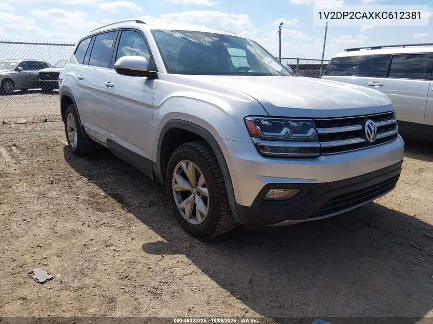 VOLKSWAGEN ATLAS 2019, VIN 1V2DP2CAXKC612381