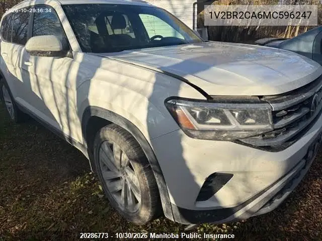 VOLKSWAGEN ATLAS 2021, VIN 1V2BR2CA6MC596247