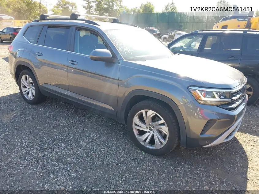 VOLKSWAGEN ATLAS 2021, VIN 1V2KR2CA6MC561451