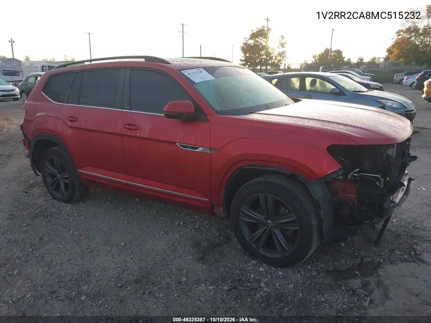 VOLKSWAGEN ATLAS 2021, VIN 1V2RR2CA8MC515232