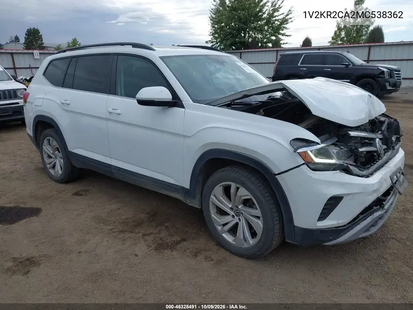 VOLKSWAGEN ATLAS 2021, VIN 1V2KR2CA2MC538362