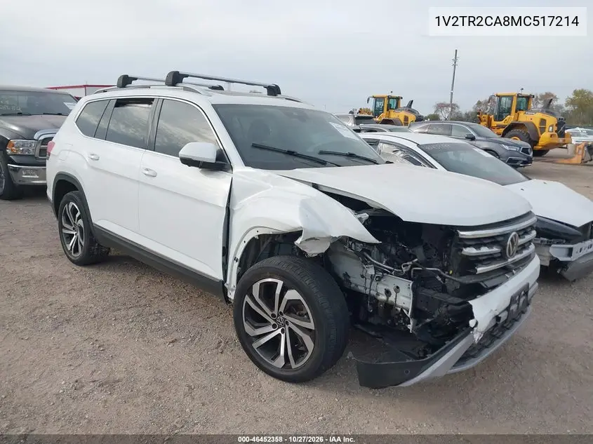 VOLKSWAGEN ATLAS 2021, VIN 1V2TR2CA8MC517214