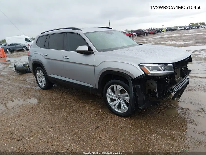 VOLKSWAGEN ATLAS 2021, VIN 1V2WR2CA4MC515456