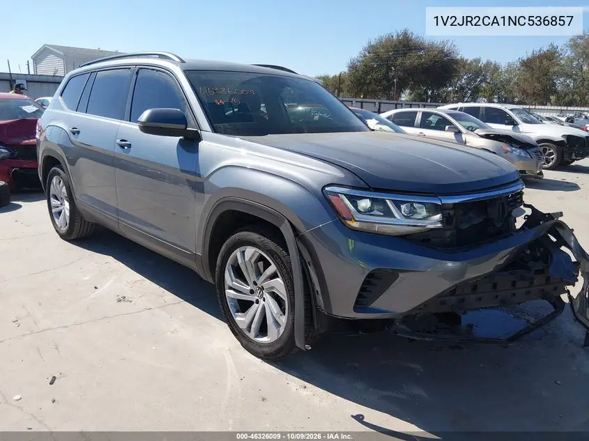 VOLKSWAGEN ATLAS 2022, VIN 1V2JR2CA1NC536857