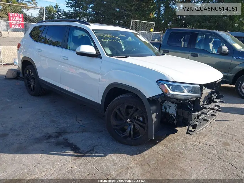 VOLKSWAGEN ATLAS 2022, VIN 1V2KR2CA6NC514051