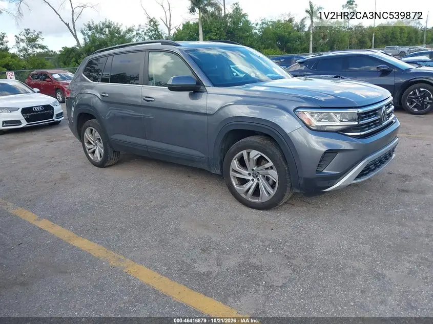 VOLKSWAGEN ATLAS 2022, VIN 1V2HR2CA3NC539872