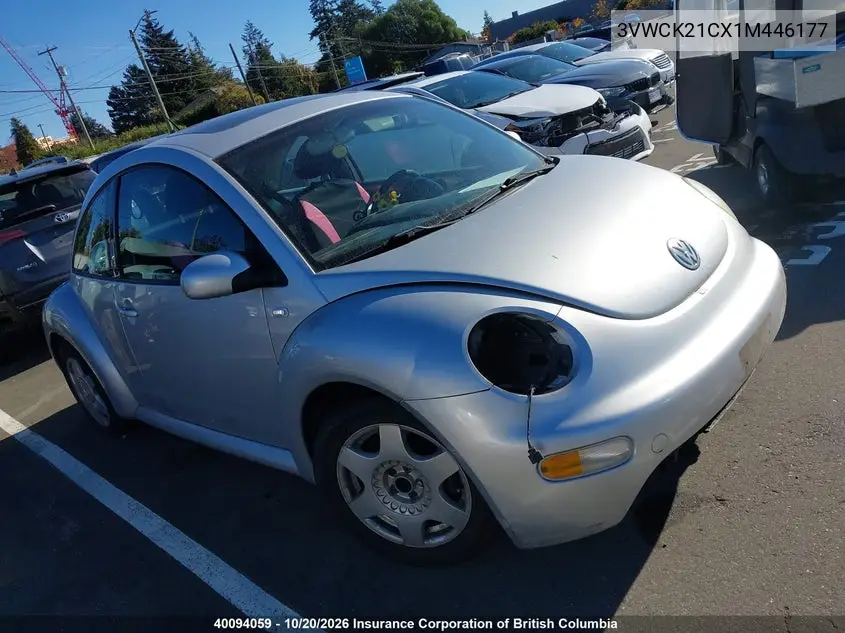 VOLKSWAGEN BEETLE 2001, VIN 3VWCK21CX1M446177