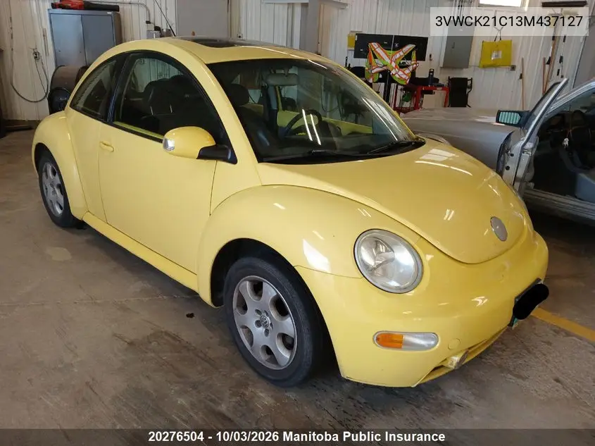 VOLKSWAGEN BEETLE 2003, VIN 3VWCK21C13M437127