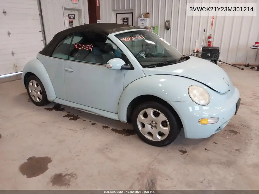 VOLKSWAGEN BEETLE 2003, VIN 3VWCK21Y23M301214