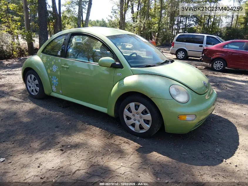 VOLKSWAGEN BEETLE 2003, VIN 3VWBK21C23M404259