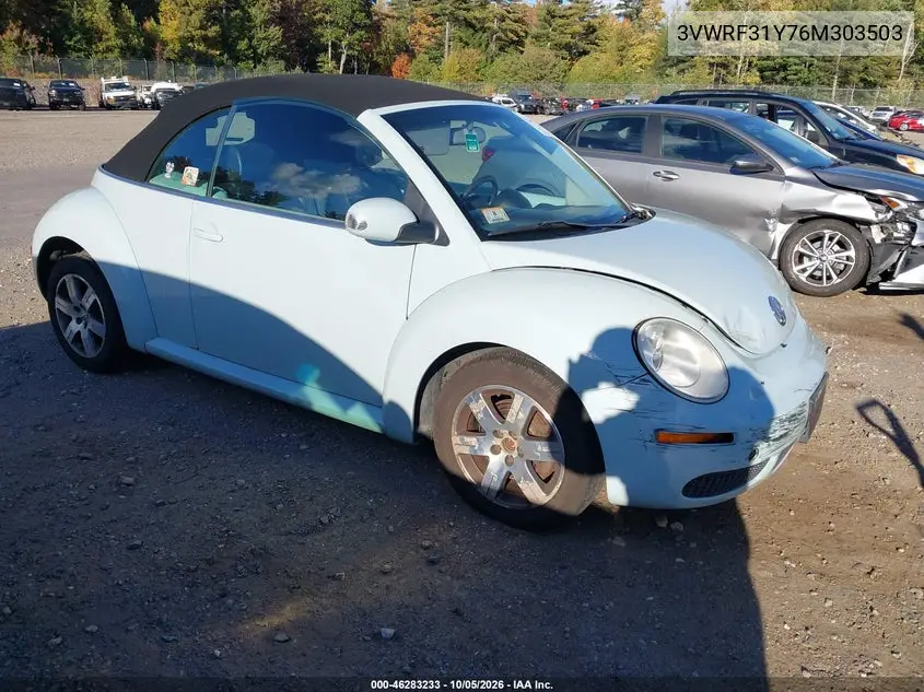 VOLKSWAGEN BEETLE 2006, VIN 3VWRF31Y76M303503