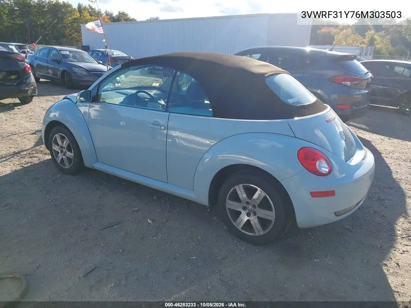 2006 VOLKSWAGEN BEETLE VIN 3VWRF31Y76M303503 — фото 3