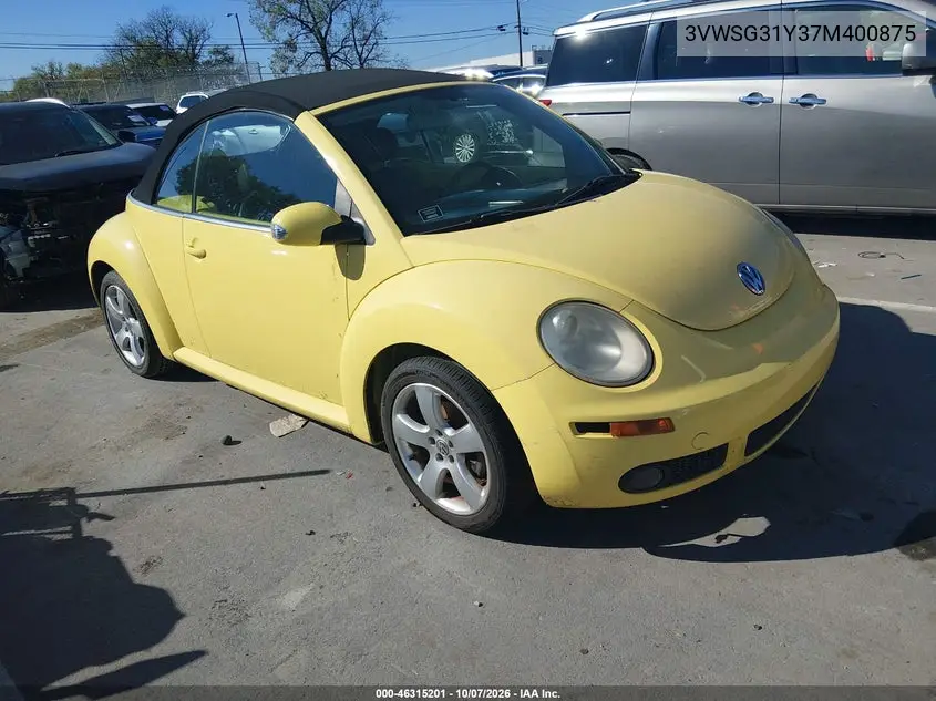 VOLKSWAGEN BEETLE 2007, VIN 3VWSG31Y37M400875