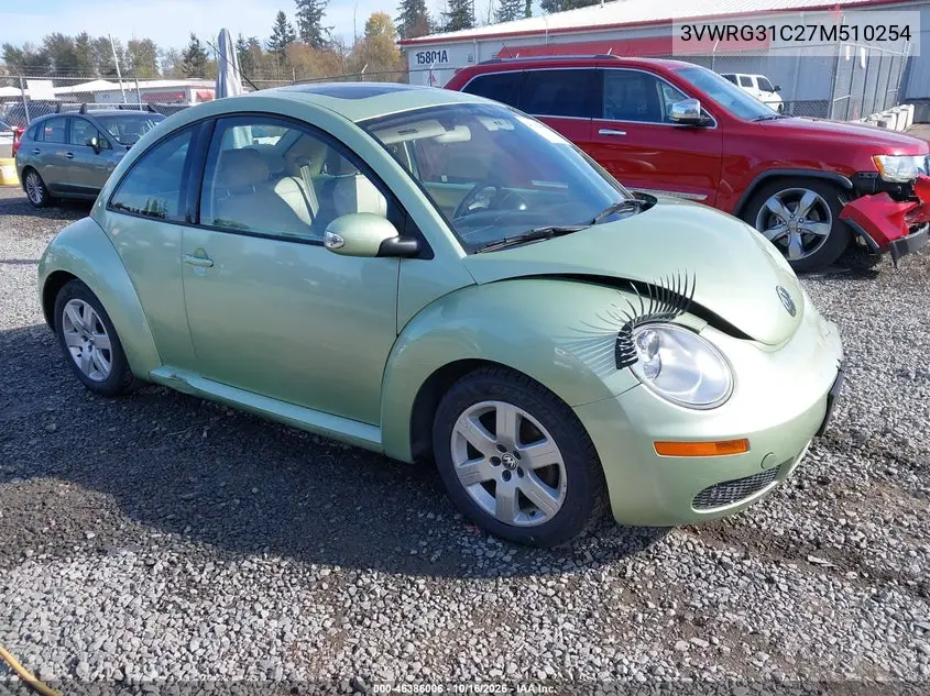 VOLKSWAGEN BEETLE 2007, VIN 3VWRG31C27M510254
