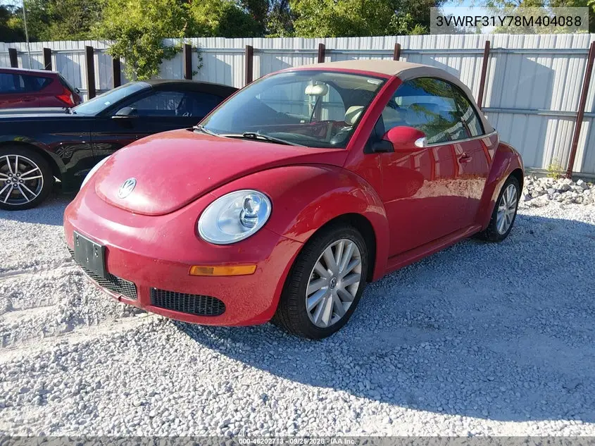 2008 VOLKSWAGEN BEETLE VIN 3VWRF31Y78M404088 — фото 2