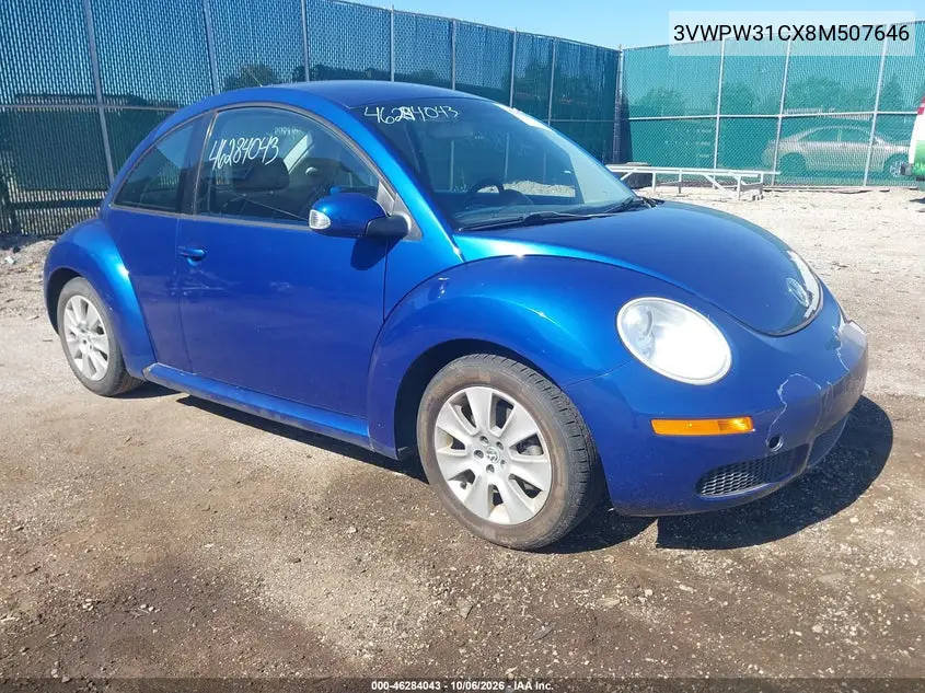 VOLKSWAGEN BEETLE 2008, VIN 3VWPW31CX8M507646