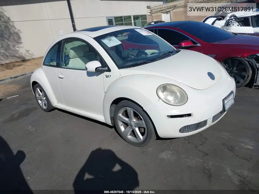 VOLKSWAGEN BEETLE 2008, VIN 3VWFW31C28M517891