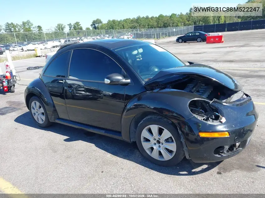 VOLKSWAGEN BEETLE 2008, VIN 3VWRG31C88M522247