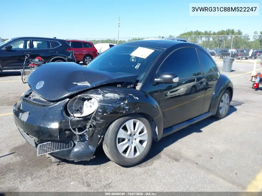 2008 VOLKSWAGEN BEETLE VIN 3VWRG31C88M522247 — фото 2