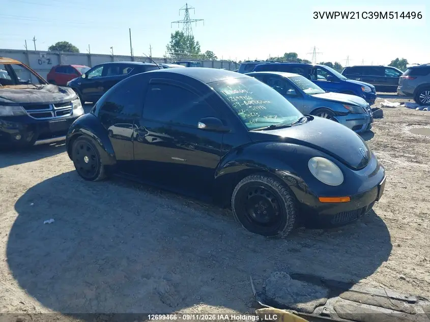 VOLKSWAGEN BEETLE 2009, VIN 3VWPW21C39M514496