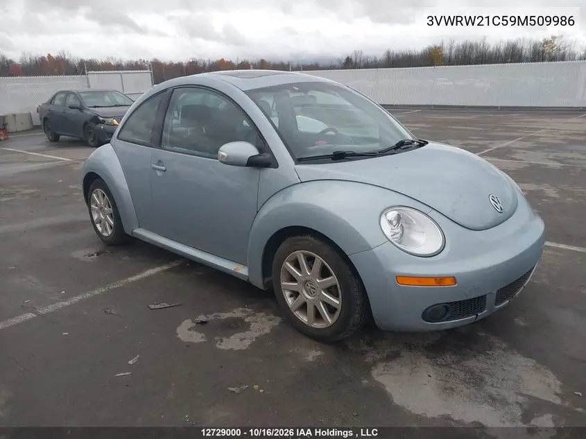 VOLKSWAGEN BEETLE 2009, VIN 3VWRW21C59M509986