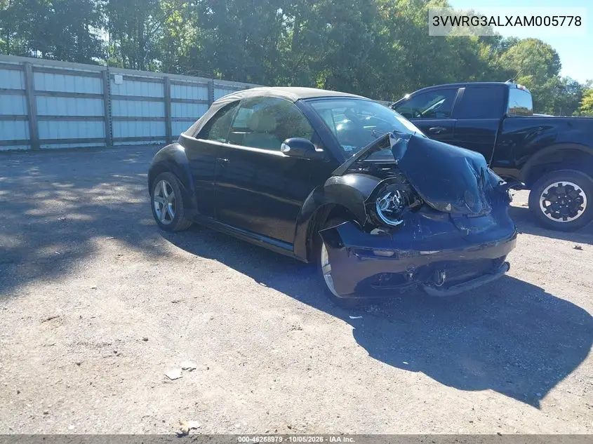 VOLKSWAGEN BEETLE 2010, VIN 3VWRG3ALXAM005778