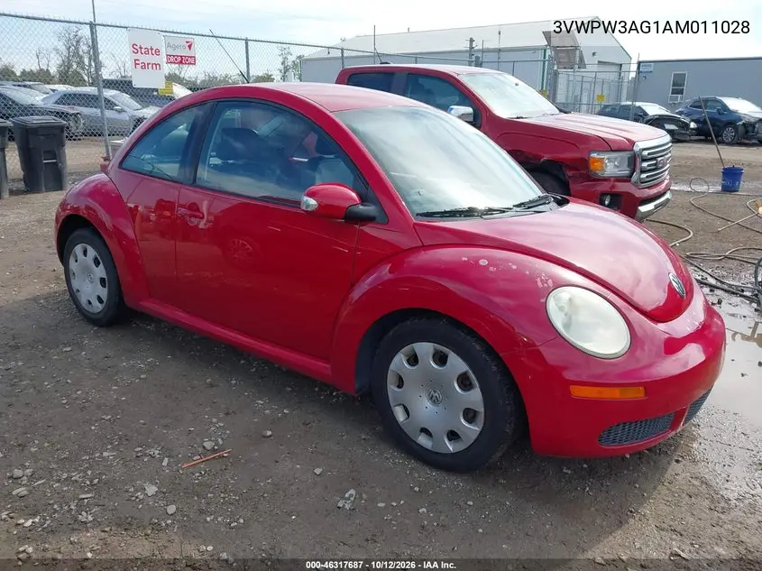 VOLKSWAGEN BEETLE 2010, VIN 3VWPW3AG1AM011028