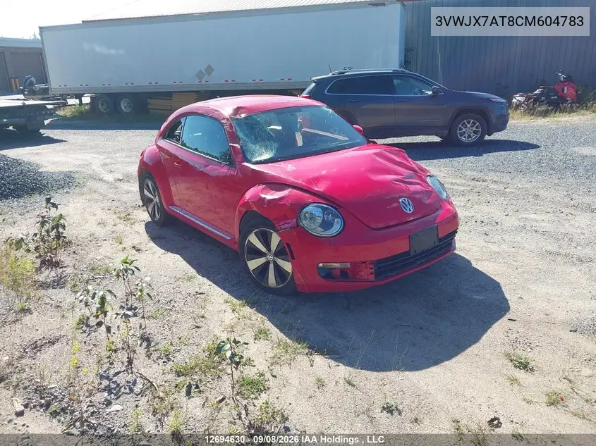 VOLKSWAGEN BEETLE 2012, VIN 3VWJX7AT8CM604783