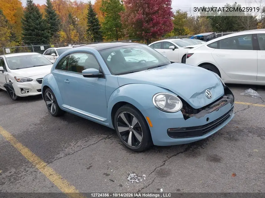 VOLKSWAGEN BEETLE 2012, VIN 3VWJX7AT2CM625919