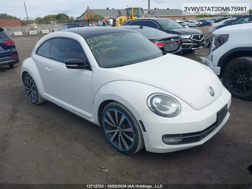 VOLKSWAGEN BEETLE 2013, VIN 3VWVS7AT2DM675981