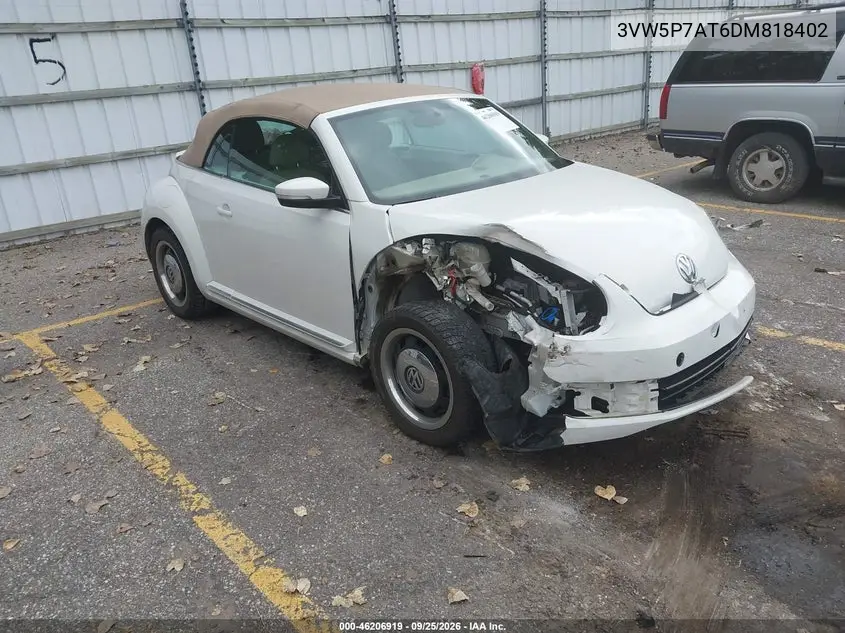 VOLKSWAGEN BEETLE 2013, VIN 3VW5P7AT6DM818402
