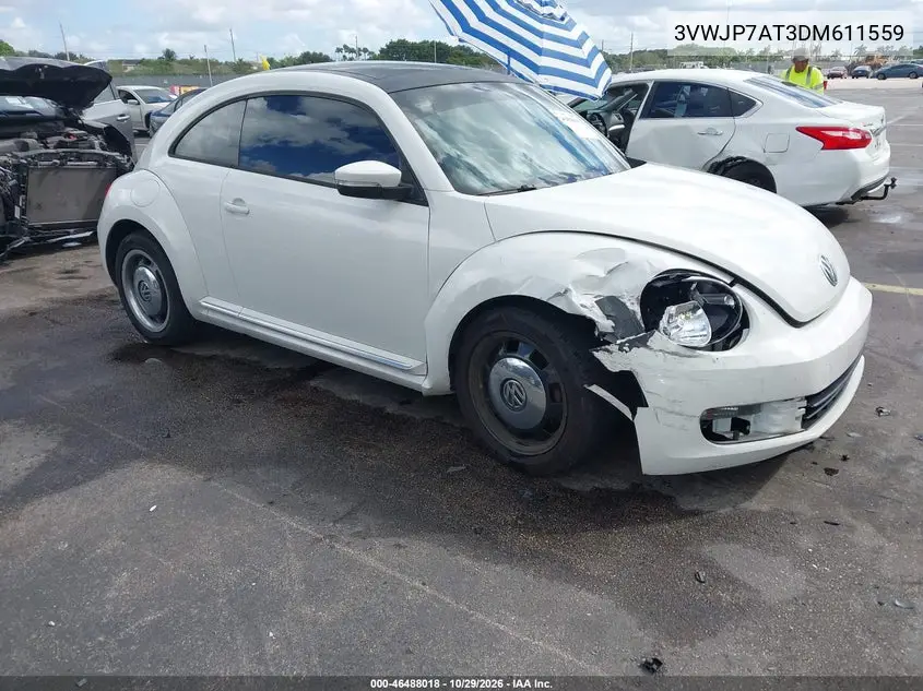VOLKSWAGEN BEETLE 2013, VIN 3VWJP7AT3DM611559