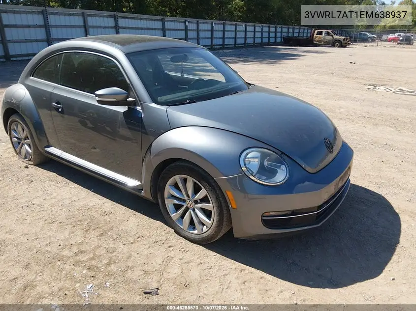 VOLKSWAGEN BEETLE 2014, VIN 3VWRL7AT1EM638937
