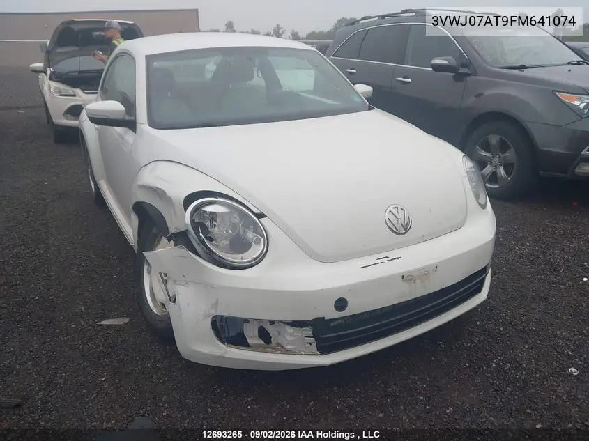 VOLKSWAGEN BEETLE 2015, VIN 3VWJ07AT9FM641074