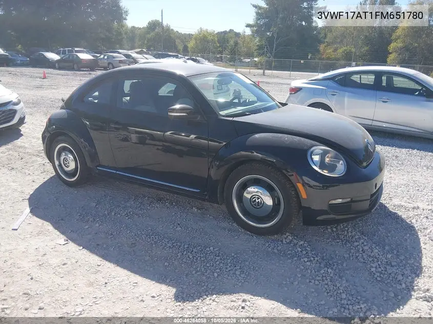 VOLKSWAGEN BEETLE 2015, VIN 3VWF17AT1FM651780