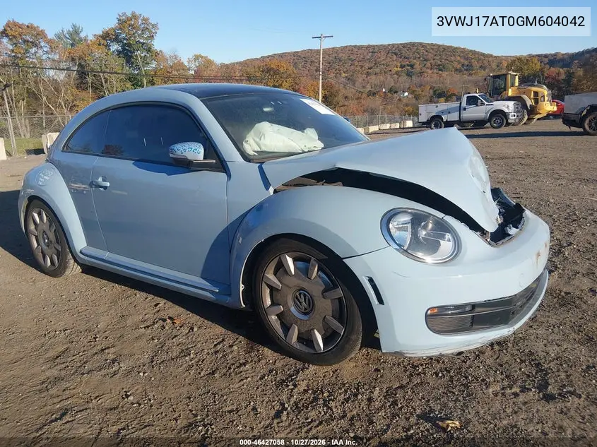 VOLKSWAGEN BEETLE 2016, VIN 3VWJ17AT0GM604042