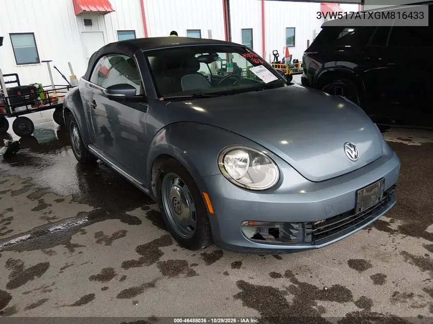 VOLKSWAGEN BEETLE 2016, VIN 3VW517ATXGM816433