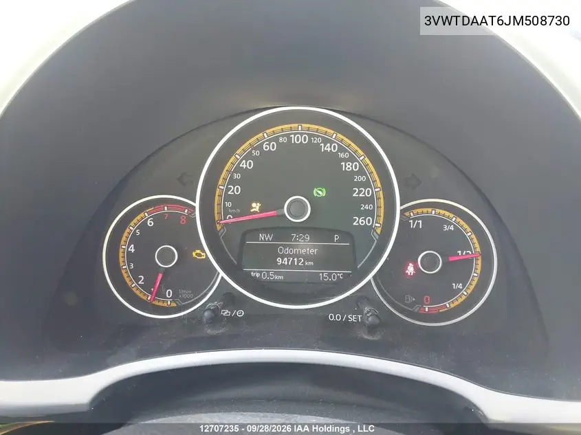 2018 VOLKSWAGEN BEETLE VIN 3VWTDAAT6JM508730 — фото 7