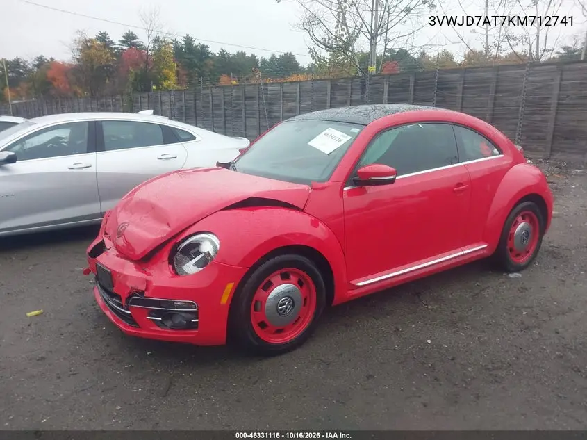 2019 VOLKSWAGEN BEETLE VIN 3VWJD7AT7KM712741 — фото 2